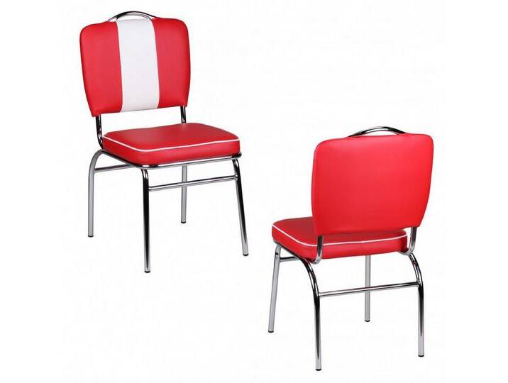 FINEBUY Esszimmerstuhl 2er Set Kunstleder American Diner Retro Stuhl Sessel (2er Set American Diner, Küchenstuhl Rot / Weiß), Esszimmerstuhl Polsterstuhl Esszimmer Kunstleder von OTTO