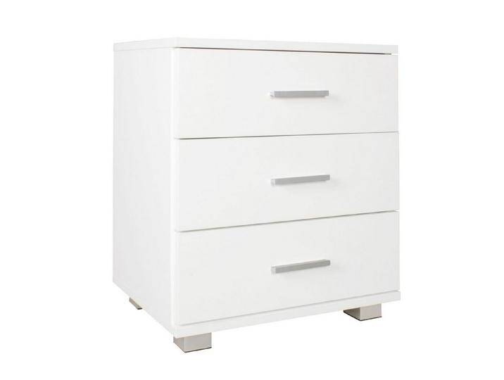 FINEBUY Nachtschrank SuVa7063_1 (Nachttisch mit 3 Schubladen Weiß 45x54x34 cm) Nachtkästchen Boxspringbett, Nachtkommode Modern, weiß, Spanplatte von OTTO