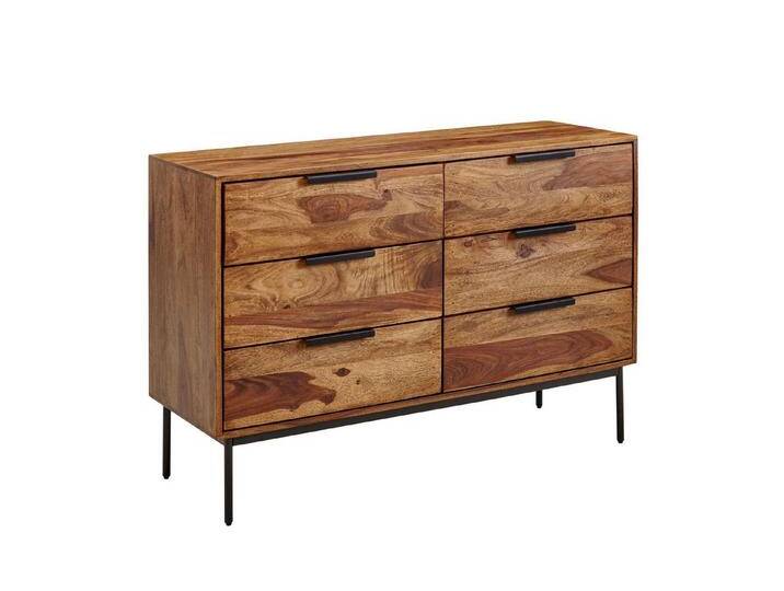 FINEBUY Schubkastenkommode FB79620 (Kommode 117x80x42 cm Massivholz / Metall), Anrichte Modern, Schubladenkommode Industrial, braun von OTTO