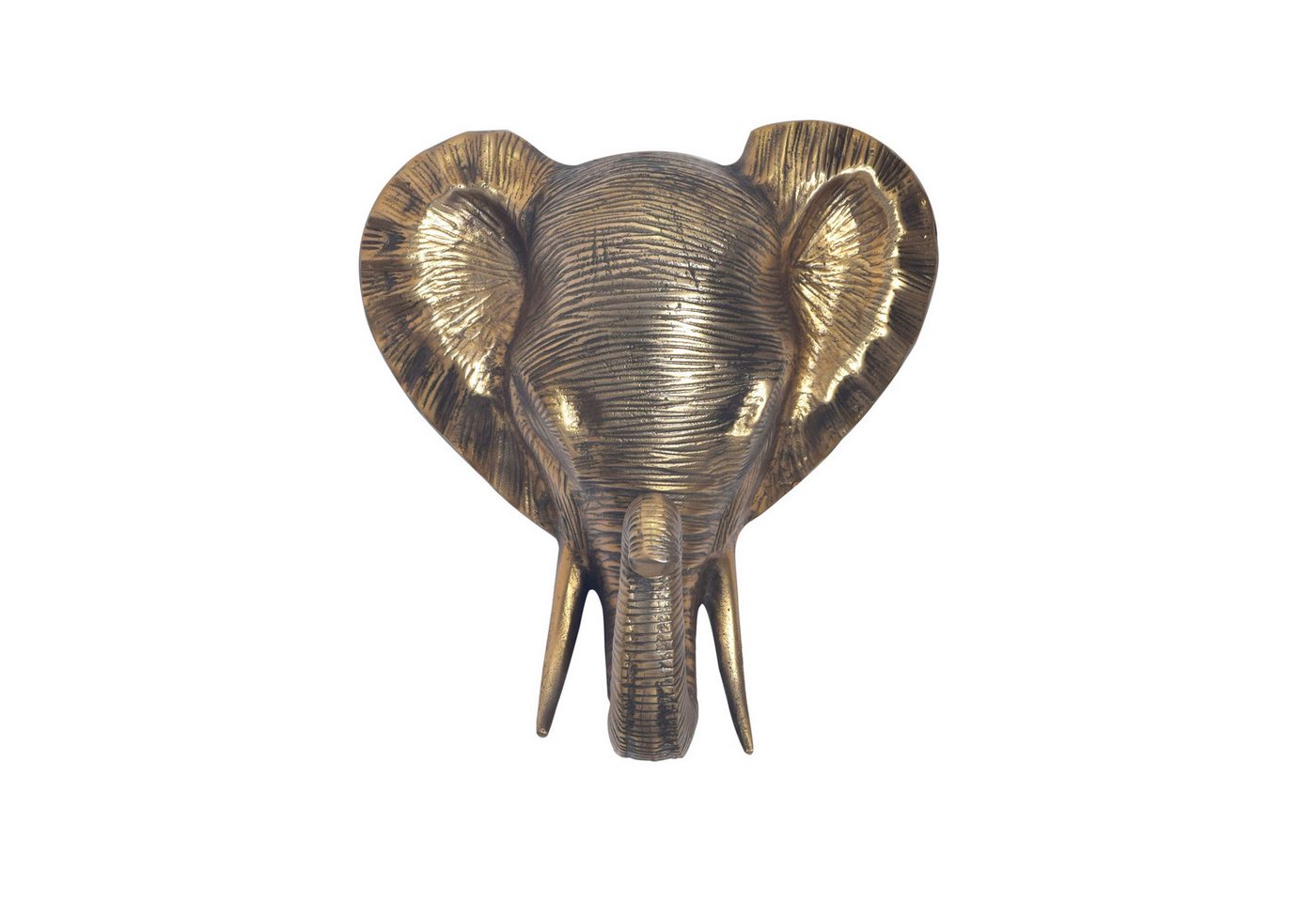 FINEBUY Wanddekoobjekt FB106842 (Skulptur Tierkopf, Elefant Aluminium Gold 41 cm), Wandskulptur Modern Alu, Wanddekoration Afrika von FINEBUY
