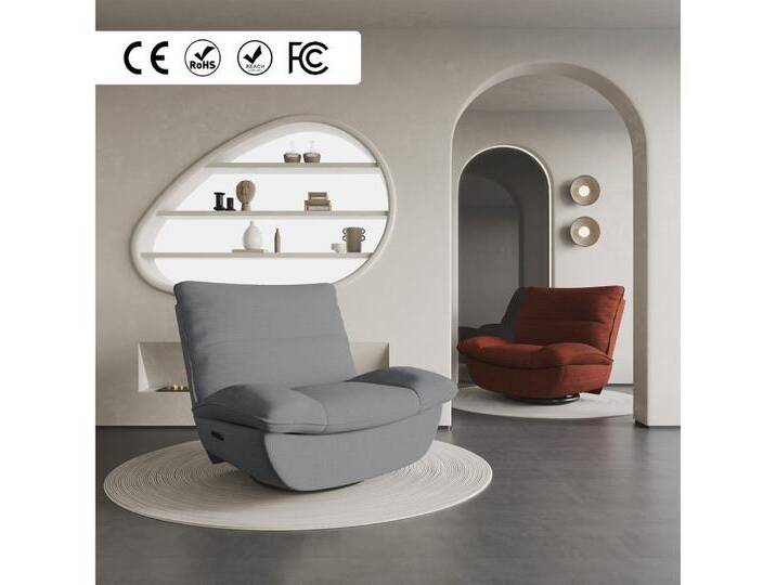 FLEXISPOT Sessel Schaukelsessel gemütlicher TV-Sessel, Relaxsessel (Versteckter Stauraum, 105° - 145° verstellbar, Drehsessel mit Rocking, Ruhesessel für Senioren & Stillenden), 159 KG belastbar, Inkl. All-Season Decke (1,5 x 1,5 m), grau von OTTO