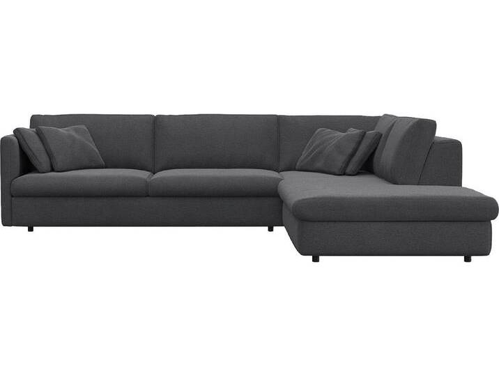 FLEXLUX Ecksofa Lovane, elegant und zeitlos, bequem, L-Form, Weich & anschmiegsam, große Sitztiefe auf Kaltschaum, Dekokissen inkl., grau, Dervit Grey von OTTO