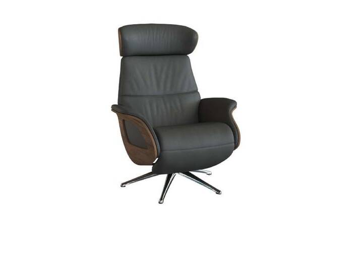 FLEXLUX Relaxsessel Clement elektrischer Funktionsessel, Größe M, Rücken & Fußteil elektrisch, Akku, Arml. Walnuss, Fuß Alu, grau, Warm Mineral Grey von OTTO