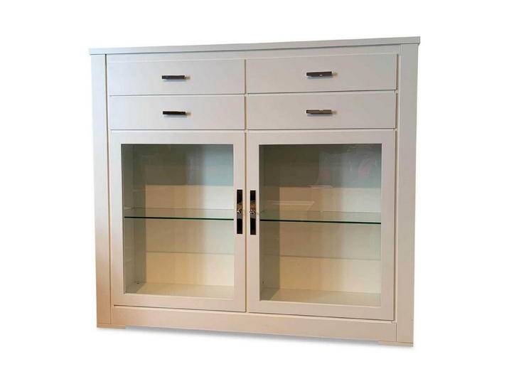 FORM EXCLUSIV Standvitrine Buffet Bordeaux MDF Weiß Lichtgrau Gewischt von OTTO