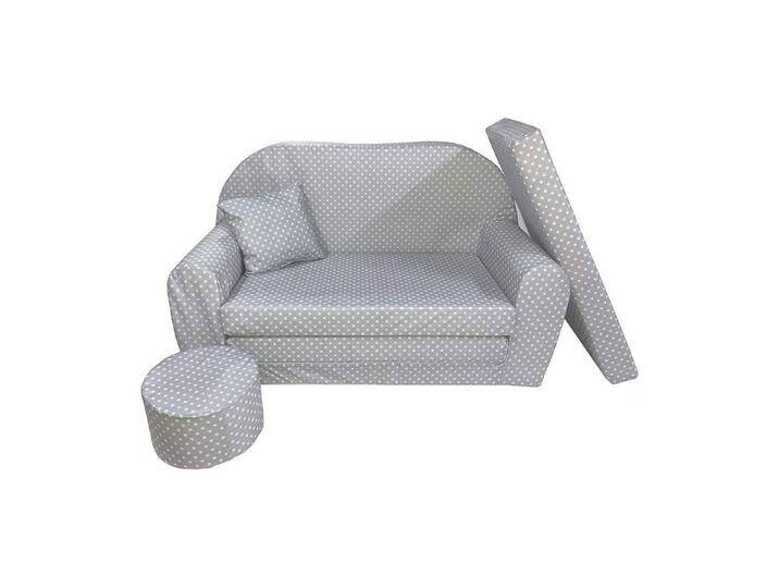 FORTISLINE Kindersitzgruppe Kindersofa Kindercouch Aufklappen Bettfunktion + Hocker W319, grau, Sterne von OTTO