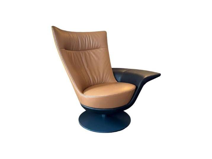 FSM MÖBEL Loungesessel Sessel PLI Leder T35 Cuoio Braun Drehteller Schwarz Matt Mit, braun von OTTO