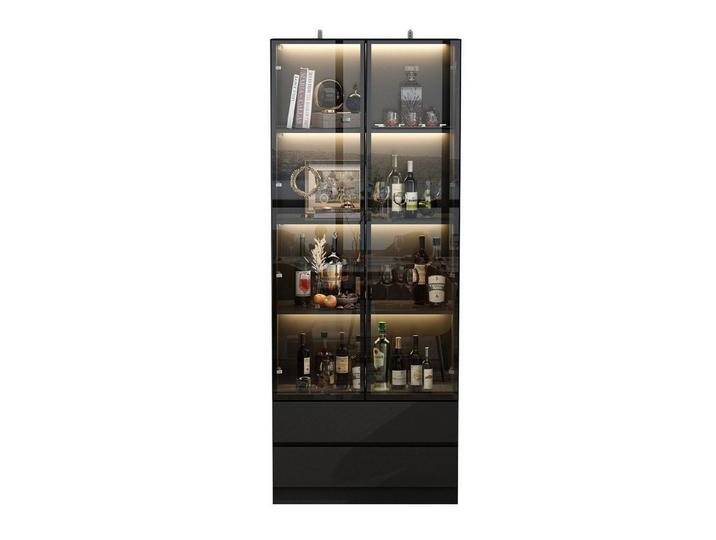 FUFU&GAGA Glasvitrine mit 2 Glastüren, schwarz, Schubladen: 2 St. von OTTO