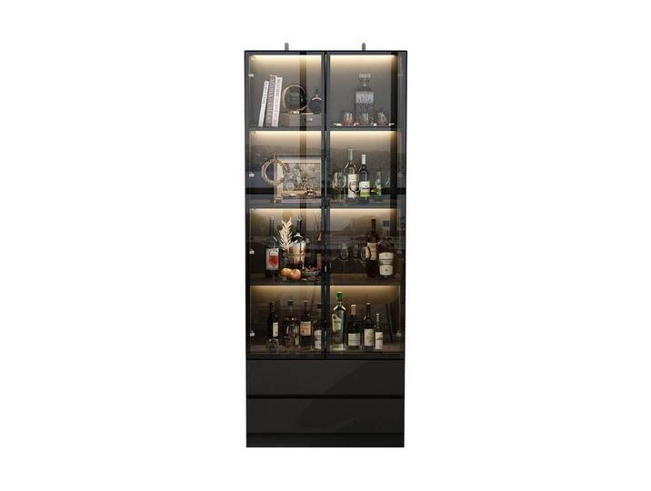 FUFU&GAGA Glasvitrine mit 2 Glastüren und Beleuchtung, schwarz von OTTO