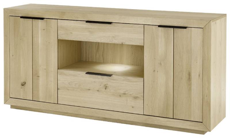 FURNARO Sideboard, Wildeiche teilmassiv bianco geölt komplett montiert 180x85x42 cm von FURNARO