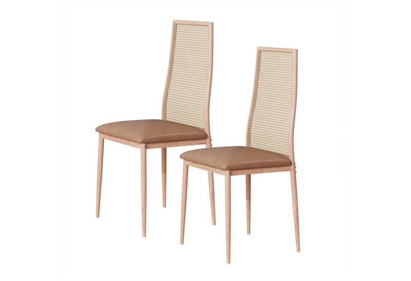 FUROKOY Esszimmerstuhl Rattansessel 2er Set Küchenstuhl, Polsterstuhl Retro Wohnzimmerstuhl mit Rückenlehne von FUROKOY