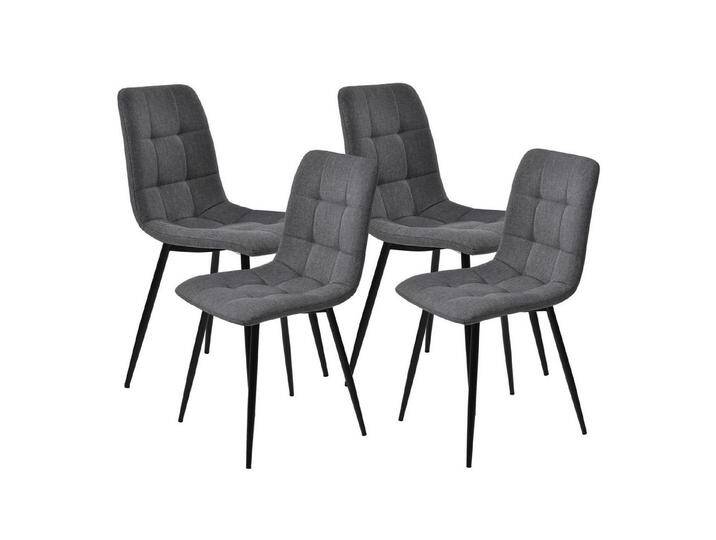 FUROKOY Polsterstuhl (4 St), Esszimmerstühle 4er Set Küchenstuhl, (4 St), Esszimmer · Leinen · Metall · mit Rückenlehne · Retro Design · Grau, grau von OTTO