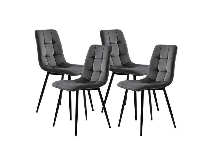 FUROKOY Polsterstuhl (4 St), Esszimmerstühle 4er Set Küchenstuhl, (4 St), Esszimmer · Samt · Metall · mit Rückenlehne · Retro Design · Grau, grau von OTTO