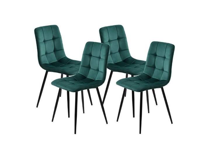 FUROKOY Polsterstuhl (4 St), Esszimmerstühle 4er Set Küchenstuhl, (4 St), Esszimmer · Samt · Metall · mit Rückenlehne · Retro Design · Grün, grün von OTTO
