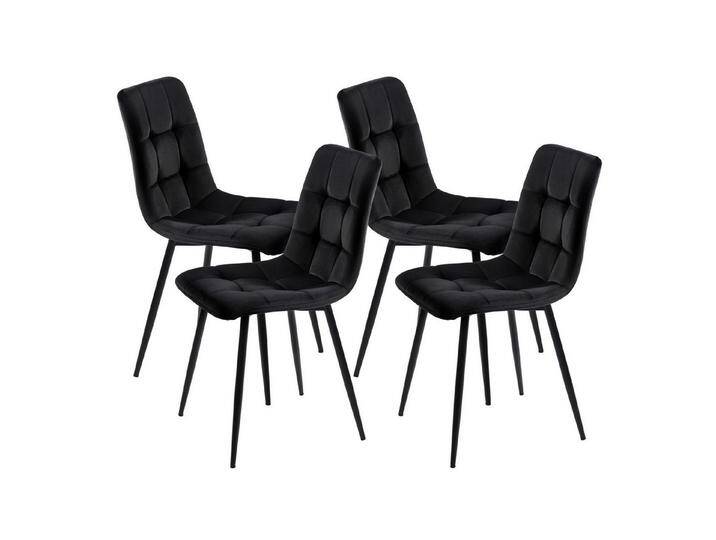 FUROKOY Polsterstuhl (4 St), Esszimmerstühle 4er Set Küchenstuhl, (4 St), Esszimmer · Samt · Metall · mit Rückenlehne · Retro Design · Schwarz, schwarz von OTTO