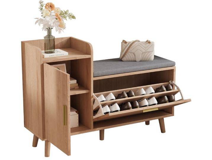 FUROKOY Schuhschrank Schuhkipper mit Stauraum Klappen und Speicherfach Flip-Design (mit sitzbank und Kabinett, 1-St., Schuhregal) 100x30x69.5 cm,Mit weichem Kissen von OTTO