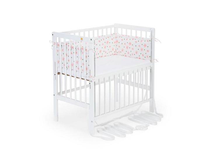 FabiMax Beistellbett Flex weiß, 2in1, Beistellbett und Stubenbettchen in Einem, innovatives Seitenteil, Musselin-Nestchen, Comfort, Blumen von OTTO