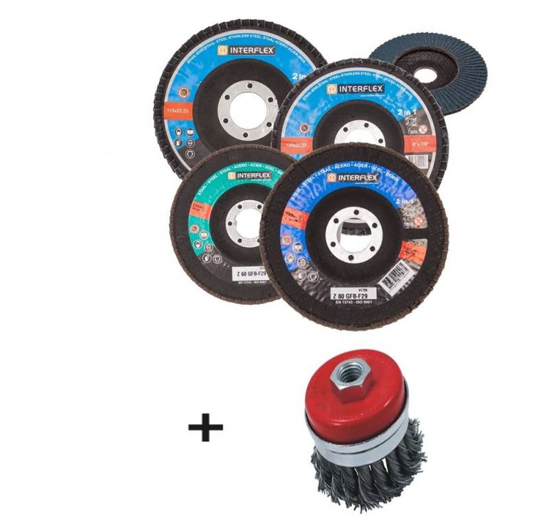 Fächerscheibe SET Topfbürste Stahl M14 + 50x Fächerscheiben 125 von OTTO
