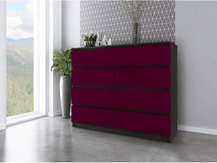 Faizee Möbel Schubkastenkommode ZOE Kommode mit 8 Schubladen - Modernes Design für Ihre Wohnräume, lila schwarz, Schwarz - Magenta Hochglanz von OTTO