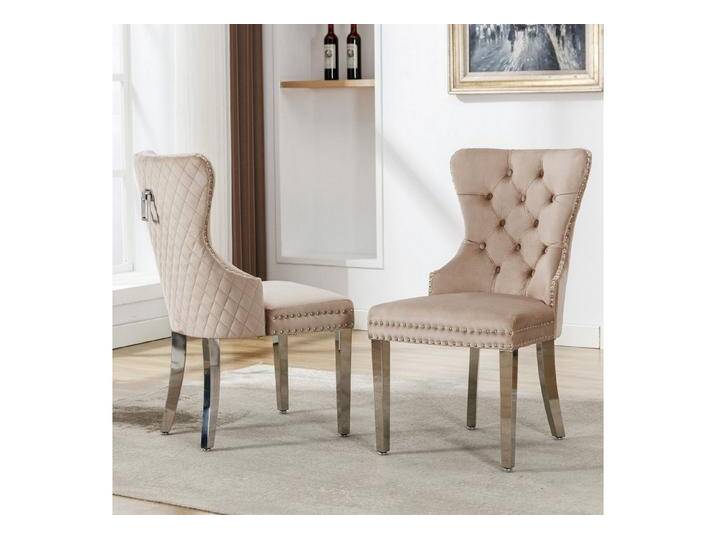 Powerwill Esszimmerstuhl Esszimmerstühle 2er-Set, Küchenstuhl, Polsterstuhl, Esszimmerstuhl (Armlehnenstuhl für Esszimmer Wohnzimmer, Küchenstuhl,mit Samtbezug, 2 St), Polsterstuhl mit Nagelkopfbesatz,Stützbeine aus Metall von OTTO