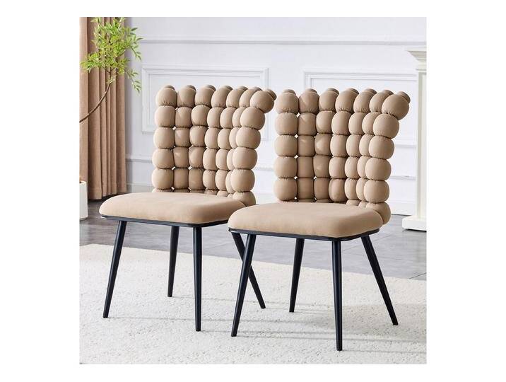 Fanttik Esszimmerstuhl Luxuriöse Samt-Stühle 2er mit Kugelketten Rückenlehne & Metallbeine (2er-Set Stühle Esszimmer, Kugelketten Stil, Polsterstühle), passend für Esszimmer, Wohnzimmer und Garderobebereiche von OTTO