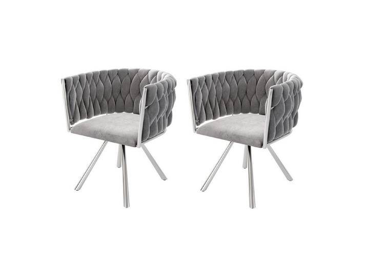 Fanttik Esszimmerstuhl Set mit runden Rückenlehne, Wohnzimmerstuhl aus Samt (2/4/6 Stück, Silber Gestell Wohnzimmer-Schlafzimmer-Drehstuhl, 2 St), Samt-Esszimmerstuhl, Freizeit-Drehstuhl mit Stützbeinen aus Metall von OTTO