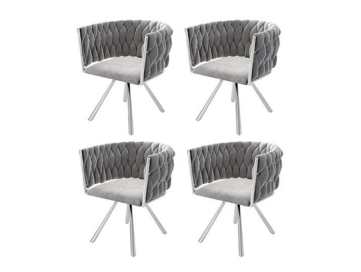 Fanttik Esszimmerstuhl Set mit runden Rückenlehne, Wohnzimmerstuhl aus Samt (2/4/6 Stück, Silber Gestell Wohnzimmer-Schlafzimmer-Drehstuhl, 4 St), Samt-Esszimmerstuhl, Freizeit-Drehstuhl mit Stützbeinen aus Metall von OTTO