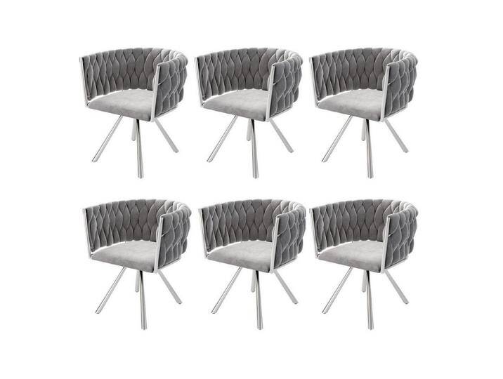 Fanttik Esszimmerstuhl Set mit runden Rückenlehne, Wohnzimmerstuhl aus Samt (2/4/6 Stück, Silber Gestell Wohnzimmer-Schlafzimmer-Drehstuhl, 6 St), Samt-Esszimmerstuhl, Freizeit-Drehstuhl mit Stützbeinen aus Metall von OTTO