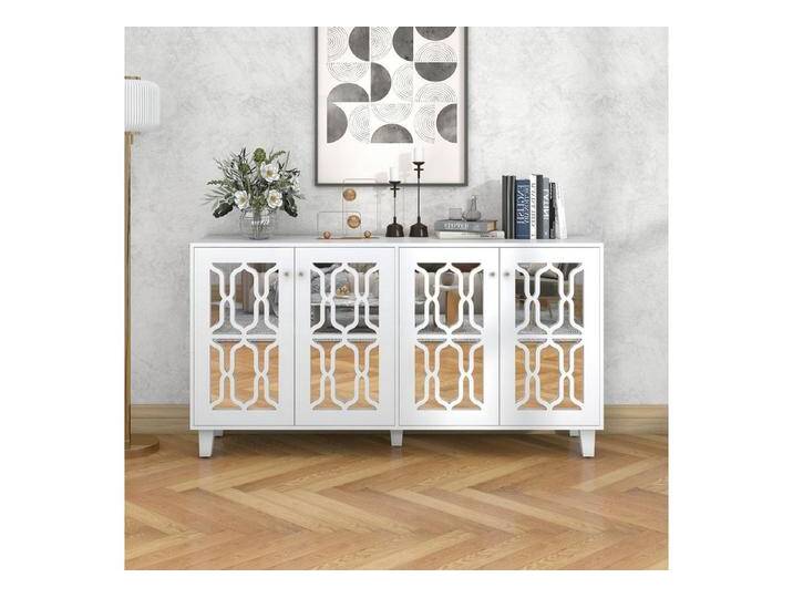 Fanttik Sideboard Modernes Sideboard,verspiegelte Anrichte mit kühlen Kristallgriffen, (Vier Türen, mit beweglichem Laminat,160 x 40 x 84cm), für Wohn- und Esszimmer von OTTO
