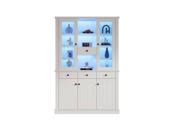 Fanttik Standvitrine Vitrine Glashängeschrank mit LED-Leuchten, weiß von OTTO