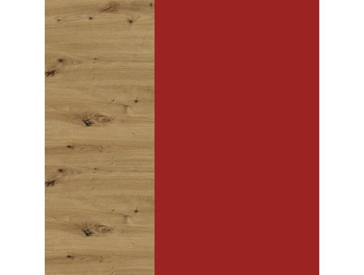 Feldmann-Wohnen Apothekerschrank Brerra (D15/kargo, 1 Türfront, innen 1 Korbauszug mit 2 Ablagen, 1-St., moderne Optik, lackierte Fronten, 15x50x82cm) Eiche Artisan / RAL 3002 karminrot Hochglanz / Korb links von OTTO