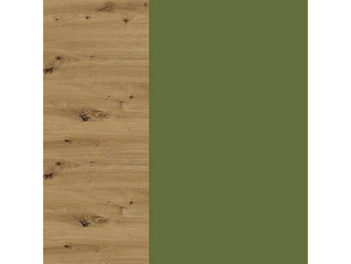 Feldmann-Wohnen Apothekerschrank Brerra (D15/kargo, 1 Türfront, innen 1 Korbauszug mit 2 Ablagen, 1-St., moderne Optik, lackierte Fronten, 15x50x82cm) Eiche Artisan / RAL 6025 farngrün matt / Korb rechts von OTTO