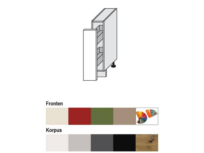 Feldmann-Wohnen Apothekerschrank Brerra (D15/kargo, 1 Türfront, innen 1 Korbauszug mit 2 Ablagen, 1-St., moderne Optik, lackierte Fronten, 15x50x82cm) weiß / RAL 3002 karminrot Hochglanz / Korb rechts von OTTO