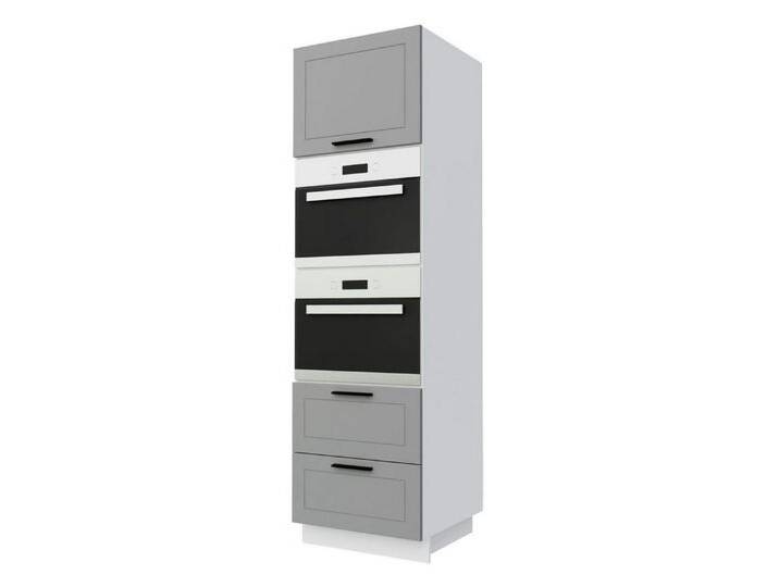 Feldmann-Wohnen Backofenumbauschrank Kvantum (2 Schubladen (Vollauszug-REJS Comfort Box, Selbsteinzug, Soft-Close), 1-St., für Kompaktofen & Mikrowelle, dekorativen Fräsungen von OTTO