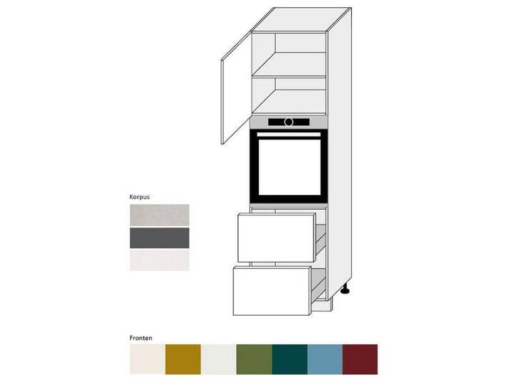 Feldmann-Wohnen Backofenumbauschrank Rimini (1 Tür, 1 Gerätefach, 2 Schubladen, 1-St., moderne Optik, MDF Kasetten-Fronten von OTTO