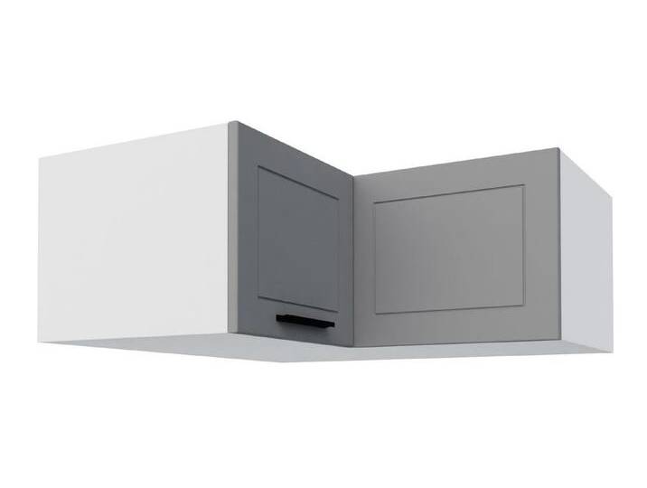 Feldmann-Wohnen Eckhängeschrank Kvantum (2-türig, 1 Fach, Türanschlag beidseitig, Soft-Close, 1-St., Fronten mit dekorativen Fräsungen und leicht abgerundeten Ecken) 90x90x36cm grau - weiß matt (Q-W14/90/36) von OTTO