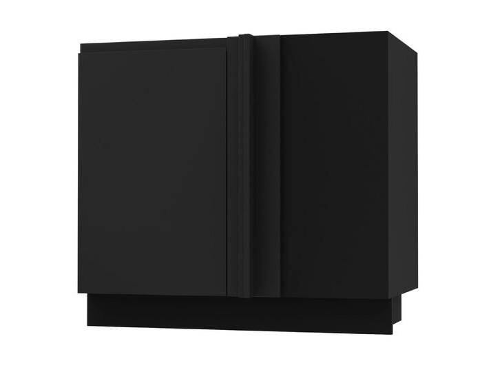 Feldmann-Wohnen Eckschrank Avellino (D13U, 1-türiger Eckverbindungsunterschrank mit 1 Einlegeboden, 1-St., moderne Optik, Acrylfronten, Griffmulden) 90x50x82cm grifflos schwarz - schwarz Acryl matt (AV-D13U) von OTTO