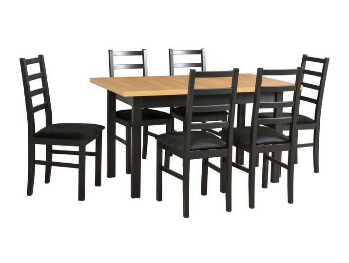Feldmann-Wohnen Esszimmer-Set Nilo8, (Nilo8, 7-St., Esszimmer-Set), Schwarz / Grandson Eiche 7er Set, schwarz von OTTO