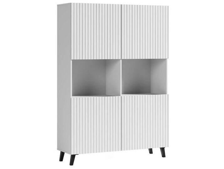 Feldmann-Wohnen Highboard Phuket (mit Türen, mit Einlegeböden, 1 St., moderne Optik, 4-türig, Front MDF), 120x39x168cm 4-türig Weiß, gerillt, weiß von OTTO