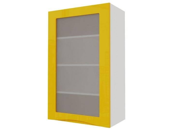 Feldmann-Wohnen Klapphängeschrank Napoli (Napoli, 1-St) 60cm Front-, Korpusfarbe & Ausführung wählbar grifflos 1-türig Glas, gelb, Türanschlag links von OTTO