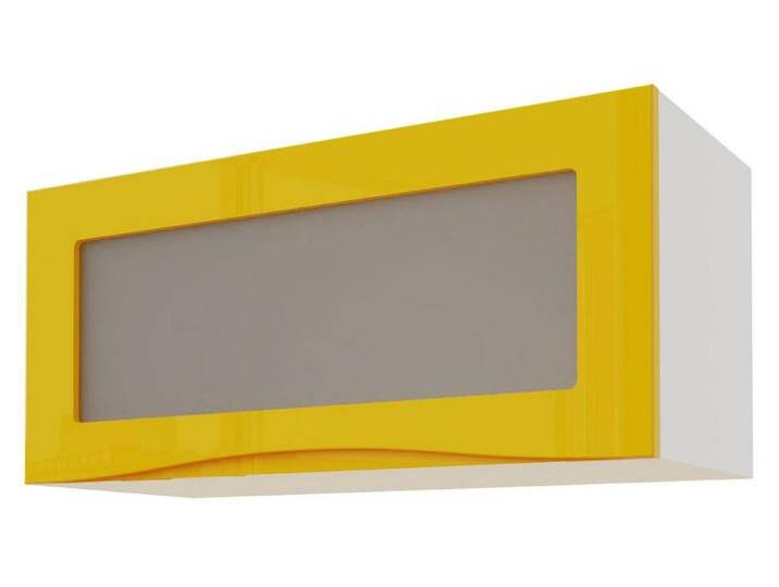 Feldmann-Wohnen Klapphängeschrank Napoli (Napoli, 1-St) 80cm Front- und Korpusfarbe wählbar grifflos 1-türig mit Glaseinsatz, blau grau von OTTO