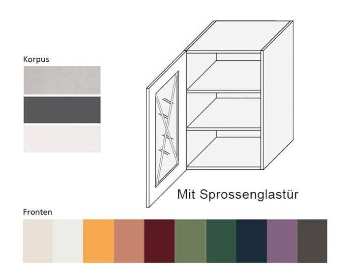 Feldmann-Wohnen Klapphängeschrank Tivoli (Tivoli, 1-St) 50cm Front- und Korpusfarbe wählbar 1-türig mit Glasfront (glasklar), grün von OTTO