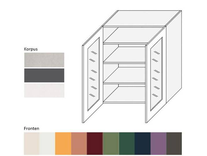 Feldmann-Wohnen Klapphängeschrank Tivoli (Tivoli, 1-St) 80cm Front- und Korpusfarbe wählbar 2-türig mit Glaseinsatz (glasklar), weiß von OTTO