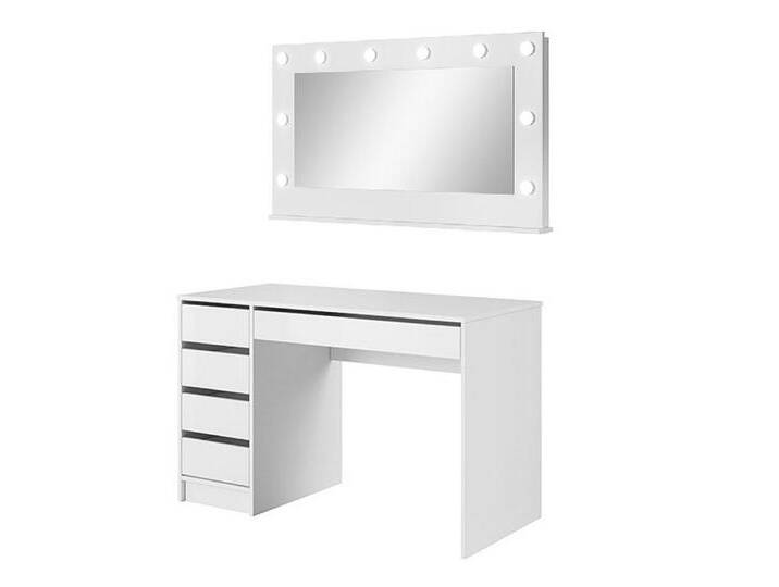 Feldmann-Wohnen Schminktisch Ada (mit Schubladen, 2-St., moderne Optik, mit Schubladen), 120x55cm weiß hochglanz grifflos, weiß von OTTO