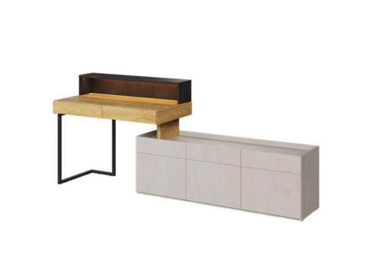 Feldmann-Wohnen Schreibtisch Teen Flex (Teen Flex, 1-St., Kinderzimmer-Set), 3-teilig Hickory Natur betonfarben Raw Steel, braun von OTTO