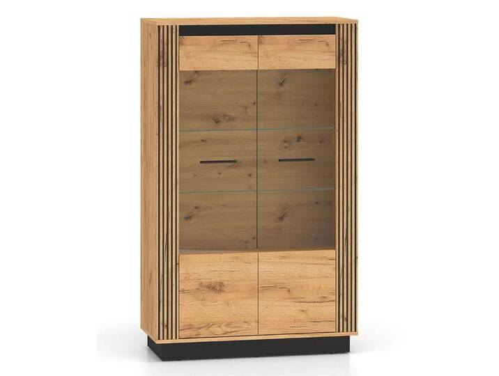 Feldmann-Wohnen Vitrine Urso (mit Türen, mit Einlegeböden, mit Kleiderstange, 1-St., moderne Optik, 2-türig, ohne Beleuchtung) Gold Craft Eiche schwarz 2-türig von OTTO