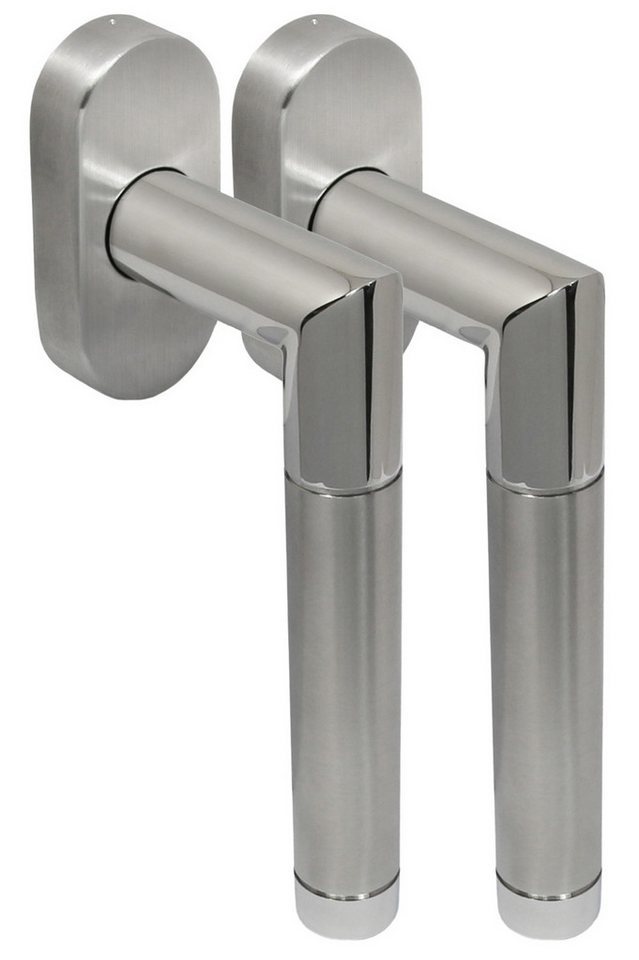 Fenstergriff Edelstahl Fenstergriff Set 2 Stück FG Hit II Bicolor L-Form V2A, L: 13.5 cm, (2-tlg), Vierkant für 35 mm und 40 mm geeignet von OTTO