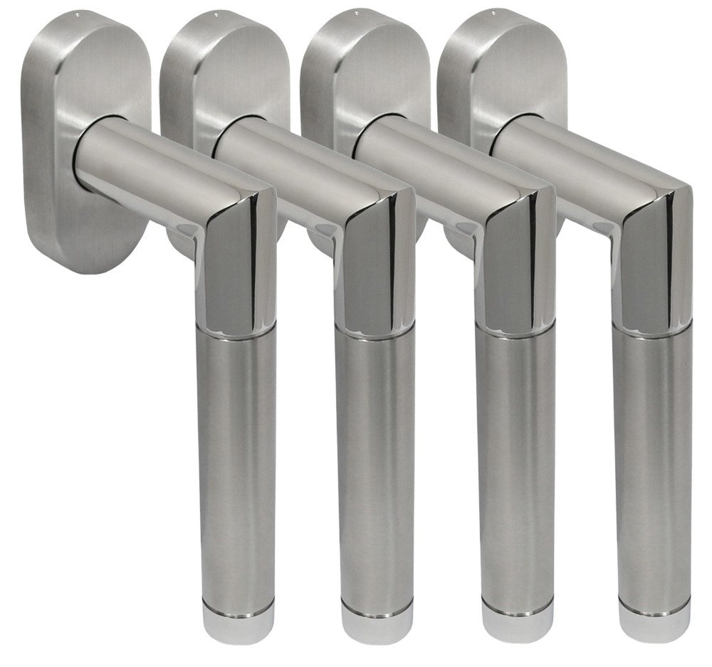 Fenstergriff Edelstahl Fenstergriff Set 4 Stück FG Hit II Bicolor L-Form V2A, L: 13.5 cm, (4-tlg), Vierkant für 35 mm und 40 mm geeignet von OTTO