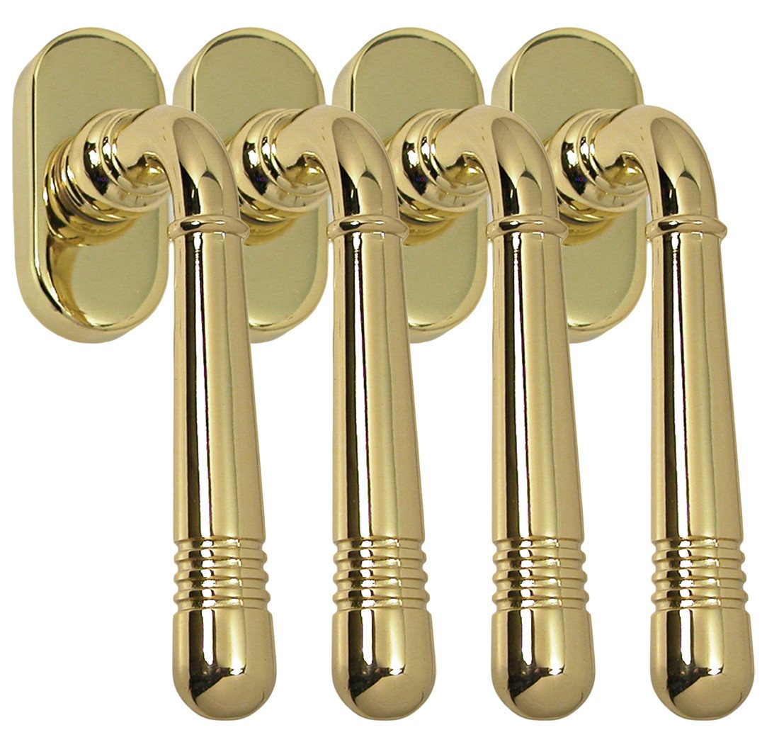 Fenstergriff Fenstergriff Set 4 x FG Helena 1674 Messing poliert Fensterbeschlag, Rechts wie Links verwendbar, L: 12.4 cm, 45 Grad Rasterung Fenstergriff Fenstergriff Set 4 x FG Helena 1674 Messing poliert Fensterbeschlag, Rechts wie Links verwendbar, L: 12.4 cm, 45 Grad Rasterung von OTTO