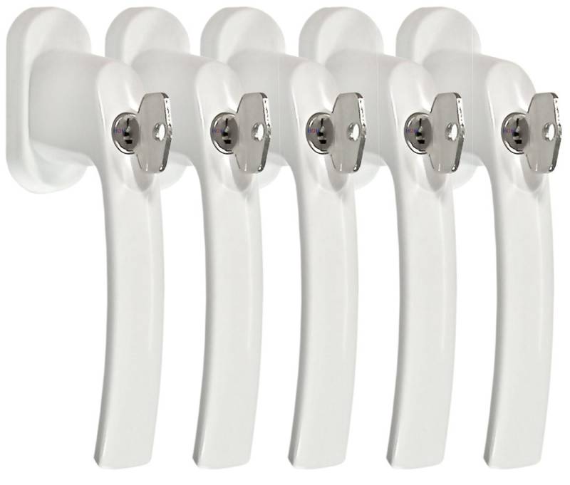 Fenstergriff Fenstergriff Set FG 7 Weiss abschließbar 5 Stück Fensterbeschlag, Din Links und Din Rechts, L: 13.5 cm von OTTO