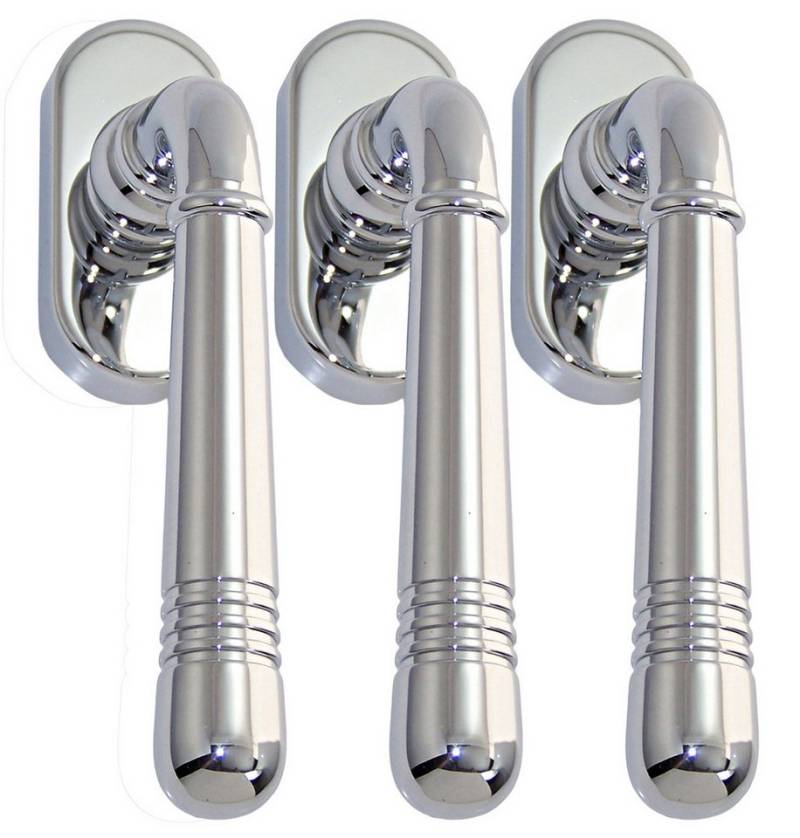 Fenstergriff Massiv Messing Fenstergriff Set 3 x FG Helena Prime 0320 Chrom, 3 x FG Helena Prime Chrom, L: 12.4 cm, Metall Unterkonstruktion von OTTO